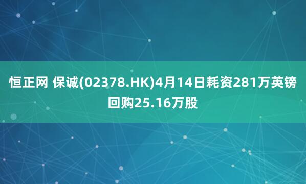 恒正网 保诚(02378.HK)4月14日耗资281万英镑回购25.16万股